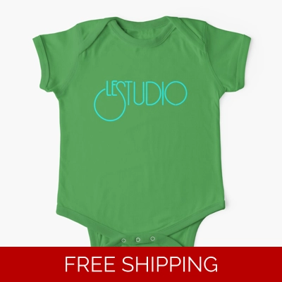 Le Studio Baby One-Piece Aqua Blue Logo